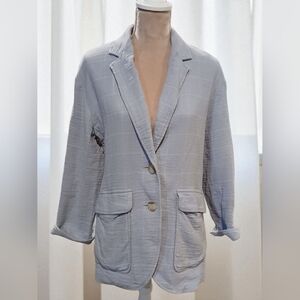 Madewell Cotton Linen Light Blue Blazer Jacket Womans Size 4 Preppy Business